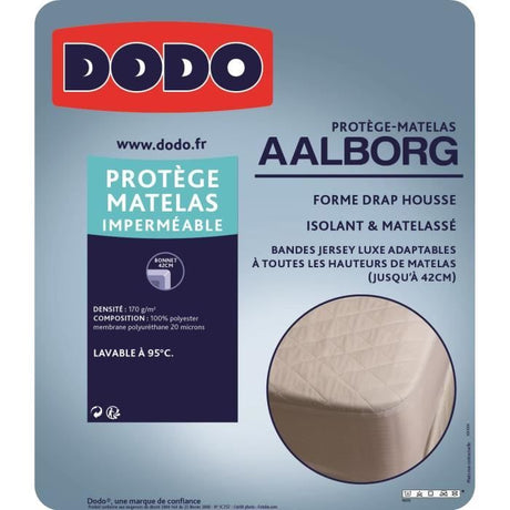 Protege Matelas Aalborg - DODO - Matelassé & Imperméable - 140 x 190 cm - Blanc