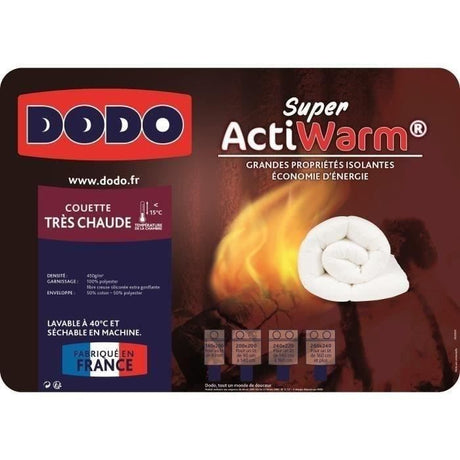 Couette Tres Chaude 450 gr/m˛ - DODO - SUPER ACTIWARM - 220 x 240 cm - Blanc