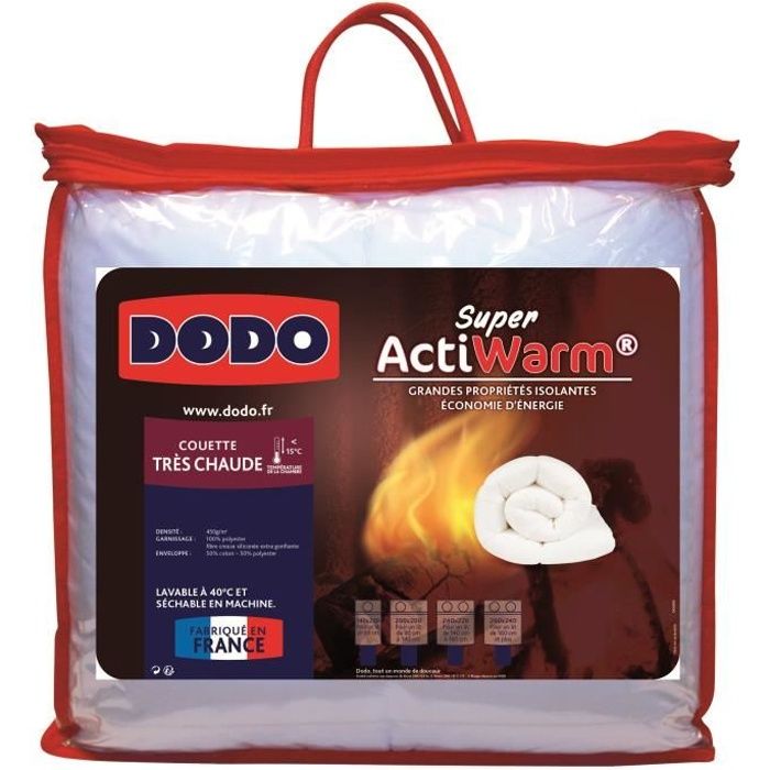 Couette Tres Chaude 450gr/m˛ - DODO -SUPER ACTIWARM - 240 x 260 cm - Blanc