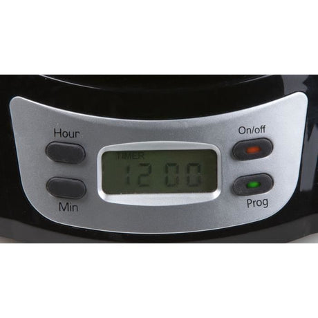 Cafetičre Filtre - DOMO - DO708K - 1000 W - 1,5 L - 12 tasses - Ecran LCD - Minuteur 24 h - Noir et acier inoxydable
