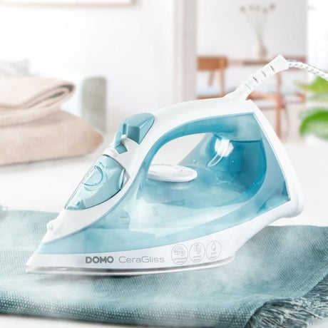 Fer a repasser vapeur - DOMO - DO7060S CeraGliss - 2400 W - 40 g/min - 320 ml - Bleu / Blanc