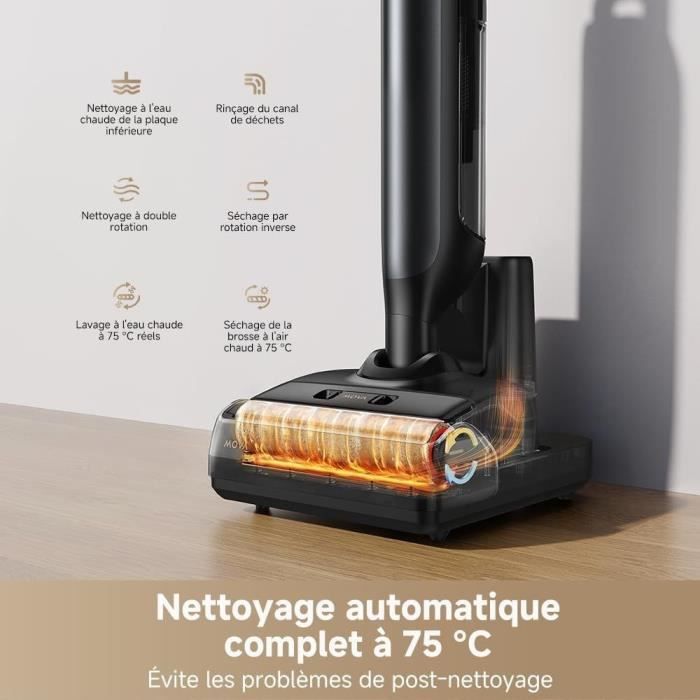 MOVA M10 - Aspirateur Eau et Poussiere - Flexible et pivotant a 90° - Lavage de Brosse 75 °C - Aspiration 18 kPa