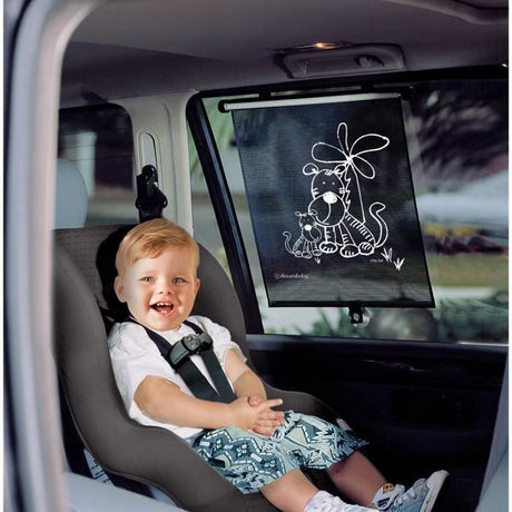 Store enrouleur de fenetre de voiture - DREAMBABY - Double face Zebra & Tigre Print - Réglable  2pcs