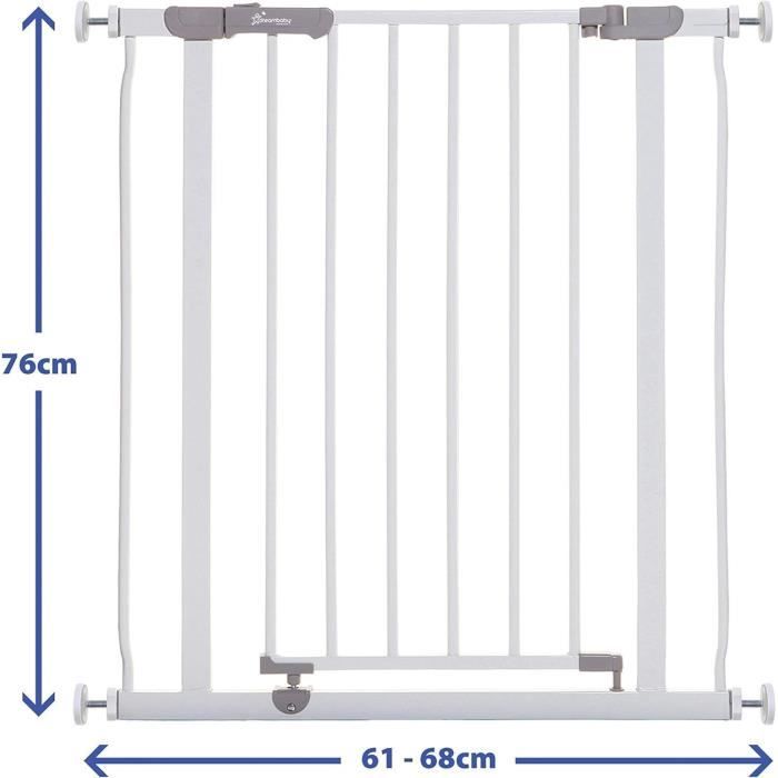 Barriere de sécurité - DREAMBABY - AVA - Montée par pression - 61-67 x 76 cm - Double verrouillage - Blanc