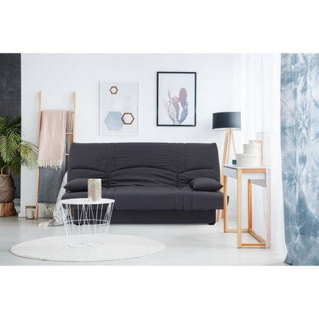 Canapé convertible clic clac 3 places - Tissu Gris anthracite - L 190 x P 92 cm - DREAM - Style Contemporain