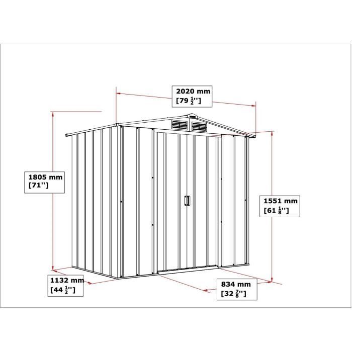 Abri de jardin - Métal - DURAMAX - 2,47 m˛ - 0,33 mm - Anthracite - DUECO64PR