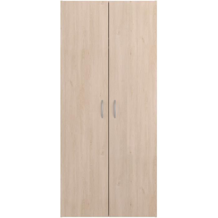 Armoire - EASY LIFE -  Décor Chene clair - 2 portes battantes - L80,2 x H180 x P49,7cm - PARISOT