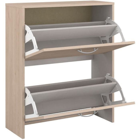 Meuble a chaussures 2 abattants - EASY LIFE - Décor Chene - L66,5 x P25,1 x H78,5cm - PARISOT