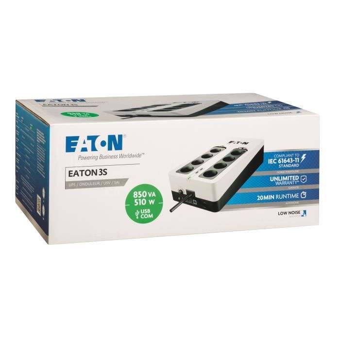 Onduleur Eaton 3S Gen 2 FR - 850VA (Blanc/Noir)