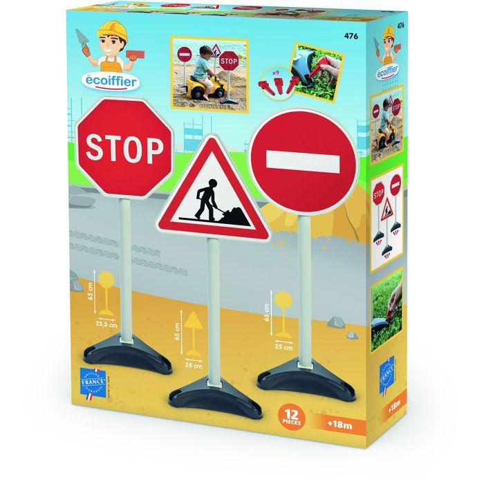ECOIFFIER Tp 476 - 3 Panneaux Signalisation - 18 mois - Une signalisation grandeur nature