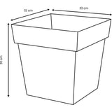 Pot de fleur carré - Toscane - EDA - 32 x 32 x H. 32 cm - Intérieur / Extérieur - 22L - Taupe