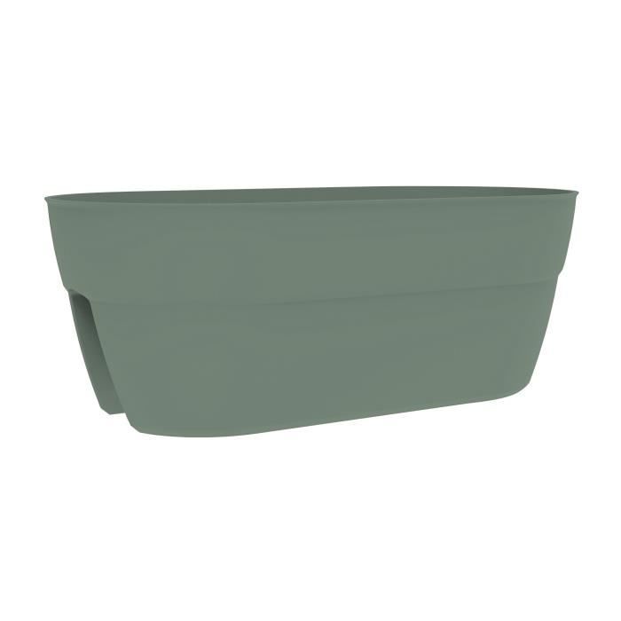 Jardiniere - EDA - Cavaliere OSAKA 19,5 L - 56 x 30,1 x H.20,6 cm - Vert laurier - Systeme de Fixation - Pour Balcons et Rambardes