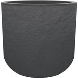 Pot de fleurs Rond 40 cm - EDA - Volcania Up - 32,5 L - Intérieur/Extérieur - Décor Pierre - Ř 38,5 x H. 36,8 cm - Gris Anthracite