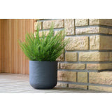 Pot de fleurs Rond 40 cm - EDA - Volcania Up - 32,5 L - Intérieur/Extérieur - Décor Pierre - Ř 38,5 x H. 36,8 cm - Gris Anthracite