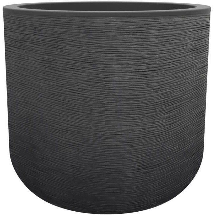 Pot de fleurs Rond 39 cm - EDA - Graphit Up - 32 L -  Intérieur/ Extérieur - Décor Graphique - Ř 38.5 x H. 36.8 cm - Gris anthracite