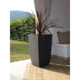 Pot de fleurs Carré haut - EDA - Diva Basalt - 42 L - 43,5 x 43,5 x H.78.2 cm -Bac intérieur amovible - Gris anthracite