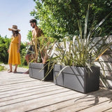 Jardiniere 80 cm - EDA - CAREL - 63 L - Avec roulettes - Extérieur ou intérieur - 78 x 39 x H.39 cm - Gris Anthracite