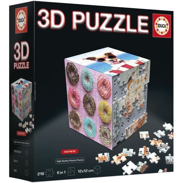 Puzzle 3D - EDUCA - Cube Aesthetic - 216 Pieces - 6 Puzzles de 36 Pieces - Dťfi 8 Ans + (20125)