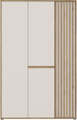 Armoire de chambre - ELLISTON - Décor Sable et  Chene - 3 portes battantes - L128,7 x P54 x H200 cm