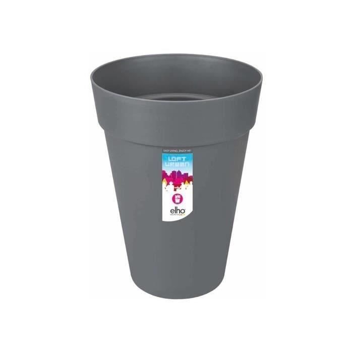 ELHO Pot de fleurs Loft Urban rond Haut - Ř 42 x H 56 cm - Extérieur - 100% recyclé - Noir