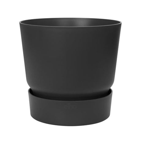 ELHO Pot de fleurs rond Greenville 25 - Extérieur - Ř 24,48 x H 23,31 cm - Vivre noir
