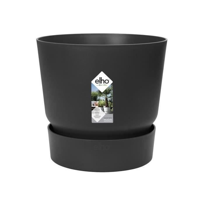 ELHO Pot de fleurs rond Greenville 30 - Extérieur - Ř 29,5 x H 27,8 cm - Vivre noir
