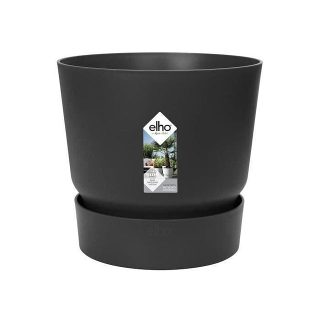 ELHO Pot de fleurs rond Greenville 30 - Extérieur - Ř 29,5 x H 27,8 cm - Vivre noir