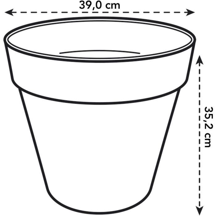 ELHO Pot de fleurs Rond LOFT URBAN - Plastique - Percé - Réservoir - Avec roulettes - Ř38,5 x H35,3 cm - Ocre