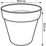 ELHO Pot de fleurs Rond LOFT URBAN - Plastique - Percé - Réservoir - Avec roulettes - Ř38,5 x H35,3 cm - Ocre