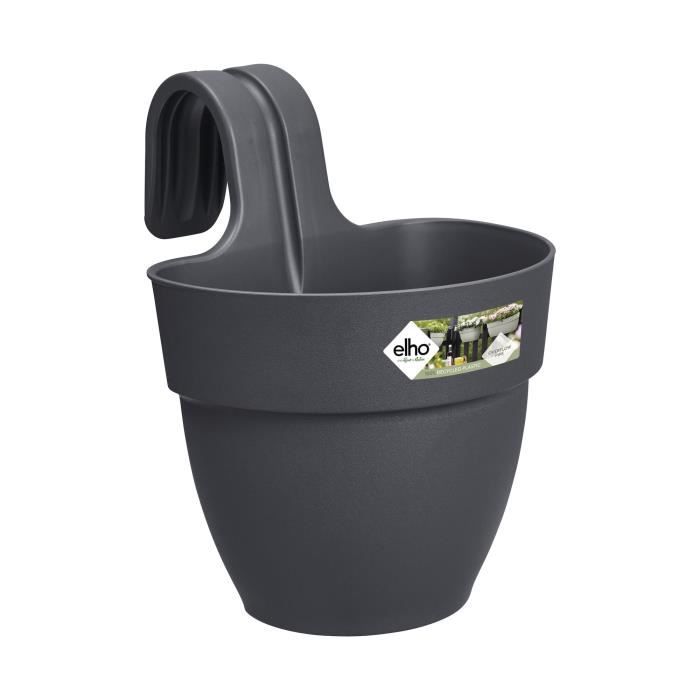 ELHO Pot de fleurs balcon Vibia Campana Easy Hanger Small - Anthracite - Balcon extérieur - L 24.1 x W 20.5 x H 26.5 cm