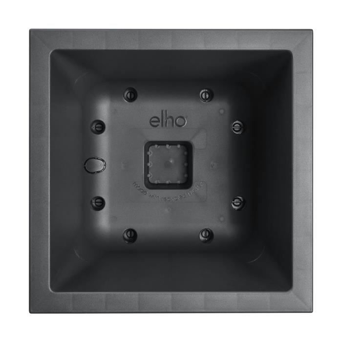 ELHO Bac a fleurs Vivo Next Square 40 - Ř 39 x H 38 cm - Intérieur,Extérieur - 100% recyclé - Noir