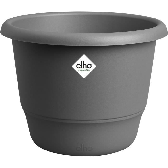 ELHO Pot de fleurs Amiga Rond 25 - Noir - Ř 24.5 x H 18 cm - Extérieur - 100% recyclé