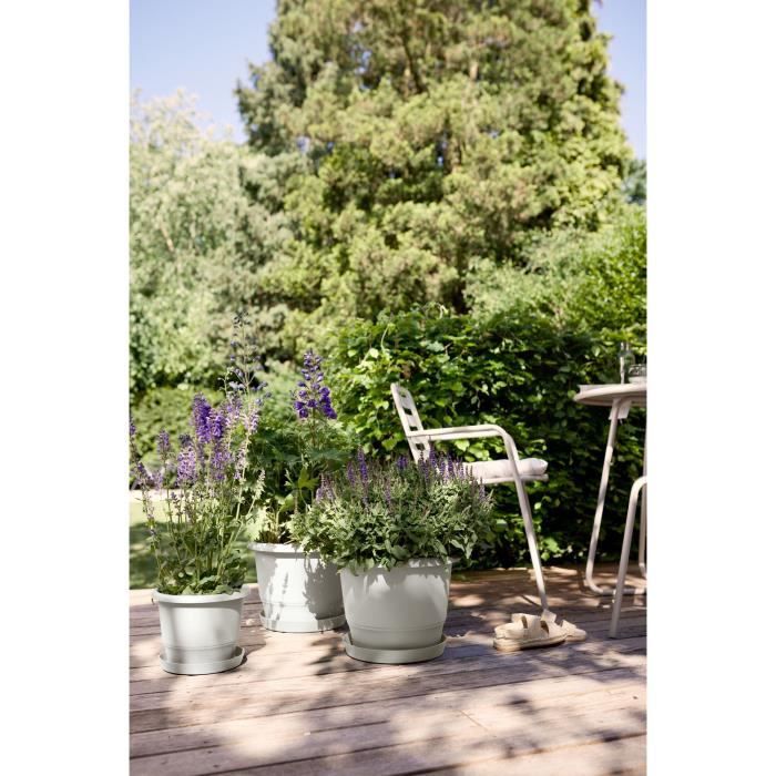 ELHO Pot de fleurs Amiga Rond 47 - Blanc - Ř 47 x H 35 cm - Extérieur - 100% recyclé