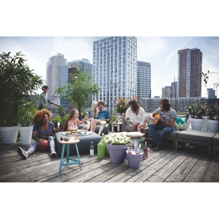 ELHO Pot de fleurs Loft Urban Rond avec roues - Violet - Ř 38.5 x H 35 cm - Extérieur - 100% recyclé
