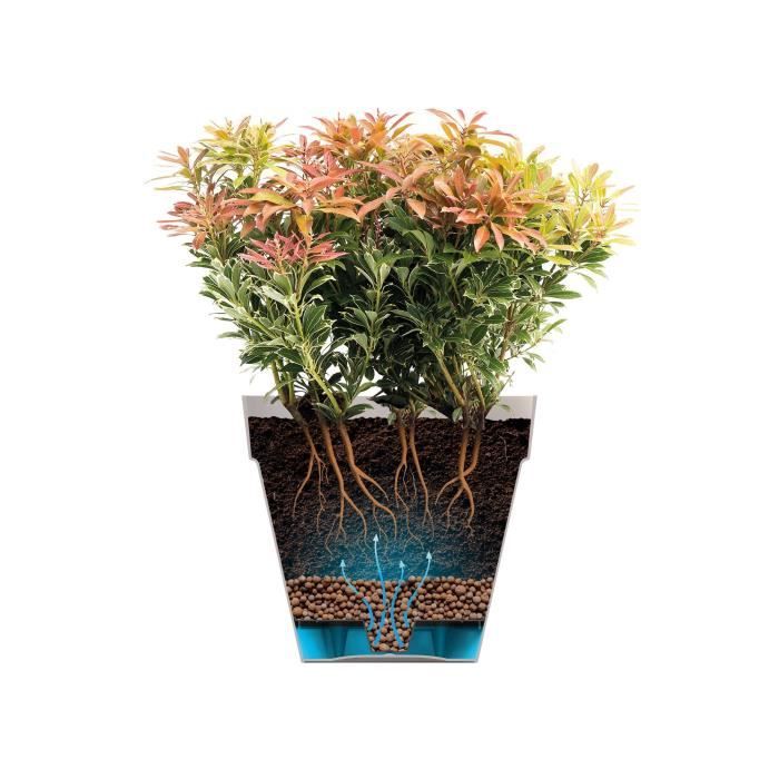 ELHO Pot de fleurs Loft Urban Rond avec roues - Rouge - Ř 38.5 x H 35 cm - Extérieur - 100% recyclé