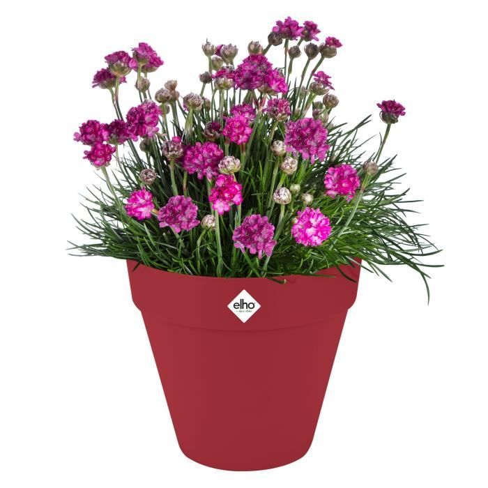 ELHO Pot de fleurs Loft Urban Rond avec roues - Rouge - Ř 48.5 x H 45 cm - Extérieur - 100% recyclé