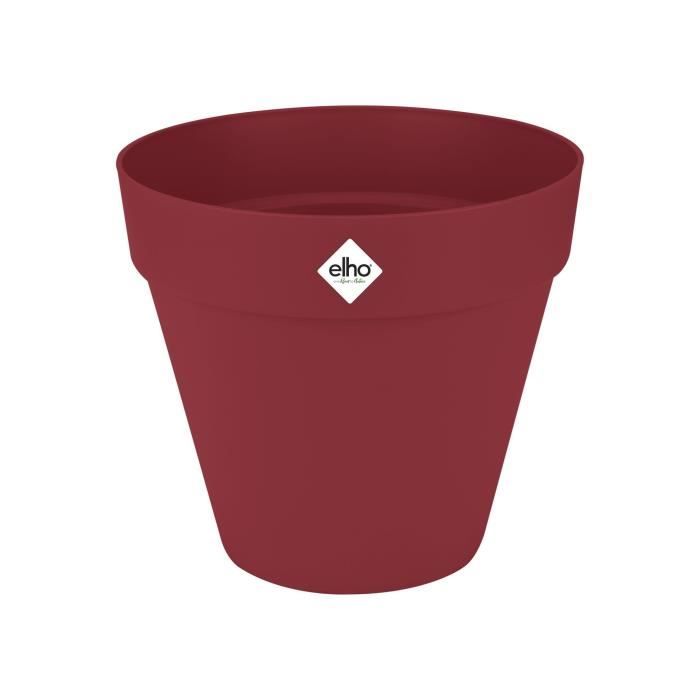 ELHO Pot de fleurs Loft Urban Rond avec roues - Rouge - Ř 48.5 x H 45 cm - Extérieur - 100% recyclé