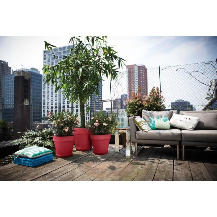 ELHO Pot de fleurs Loft Urban Rond avec roues - Rouge - Ř 48.5 x H 45 cm - Extérieur - 100% recyclé