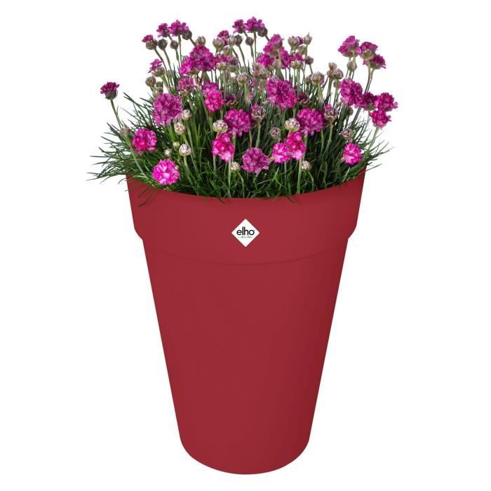 ELHO Pot de fleurs Loft Urban Rond - Haut 42 - Rouge - Ř 42 x H 56 cm - Extérieur - 100% recyclé