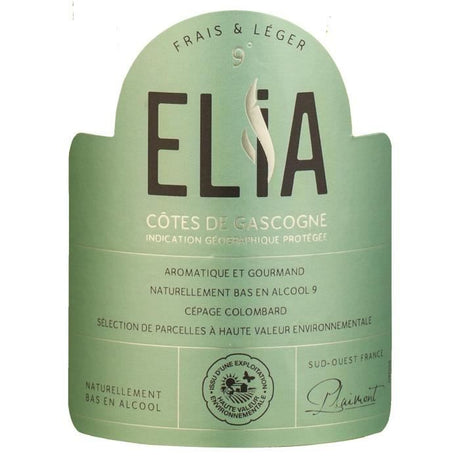 Elia 2024 IGP Côtes de Gascogne Vin blanc du Sud Ouest Naturellement bas en alcool 9°