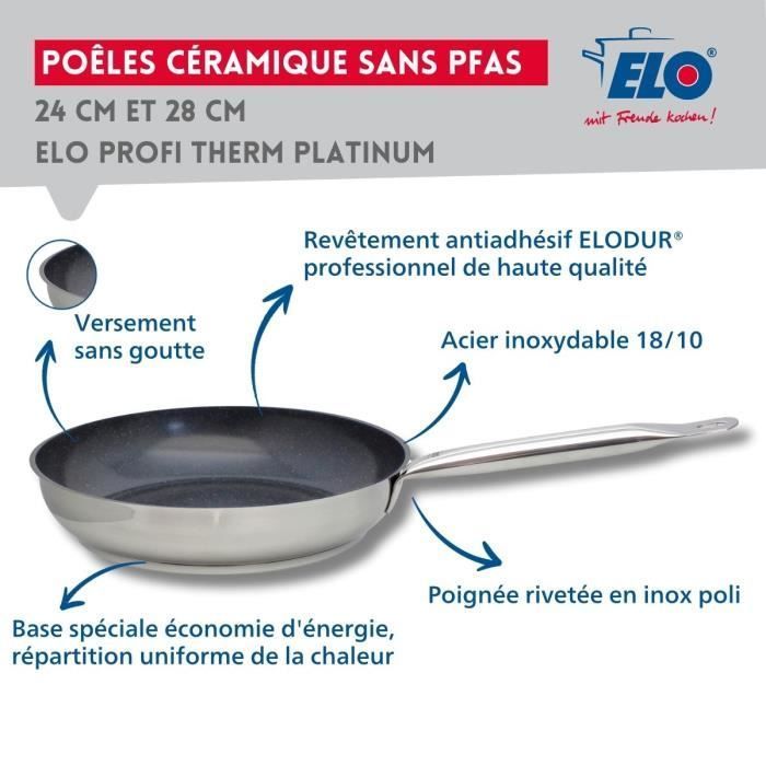 Set de 3 poeles a induction - ELO - Professional - Inox 18/10 ELODUR - Ř 24-28 et 32 cm