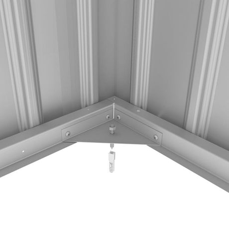 Abri de jardin en métal 5,5 m˛ - 215 x 257 x 193 cm - TORONTO - Kit d'ancrage inclus, 2 portes coulissantes - Gris