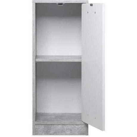 Salle de bain complete - Blanc et gris béton - 1 meuble sous lavabo + 1 étagere + 2 rangements bas - MADEIRA