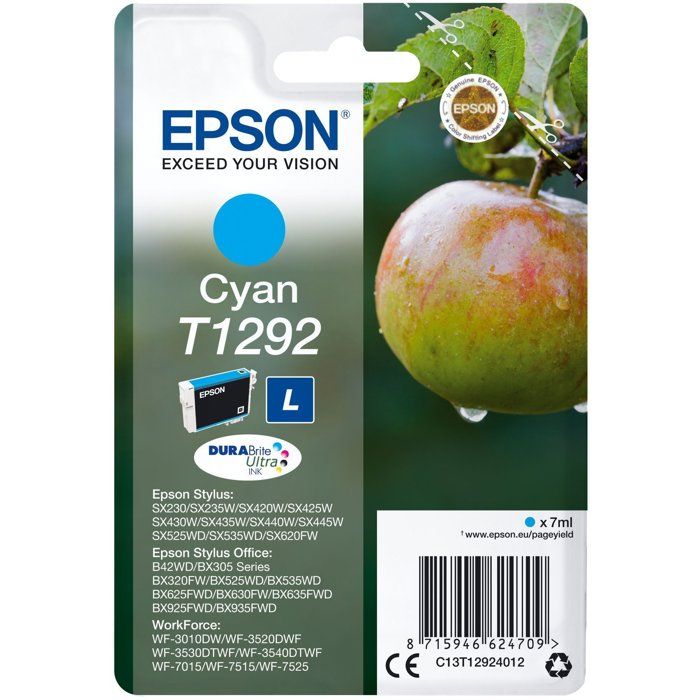 EPSON Cartouche d'encre T1292 Cyan - Pomme  (C13T12924012)