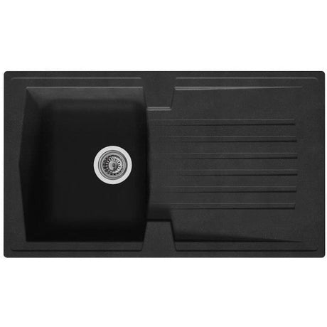 STRADOUR Evier cuisine a encastrer 1 bac + 1 égouttoir Arena - Résine - 86 x 50 cm - Noir