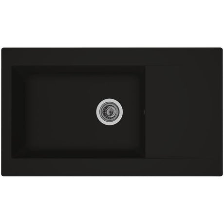 STRADOUR Evier cuisine a encastrer 1 grand bac + 1 égouttoir Einna - Résine - 86 x 50 cm - Noir
