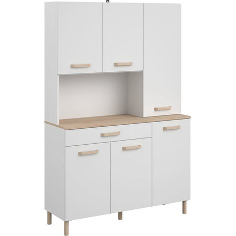 Buffet de cuisine - ESSENTIEL 2 - 120,1 x 40,3 x 182,6 cm - Blanc / Chene - PARISOT