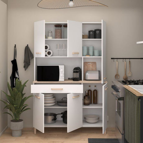 Buffet de cuisine - ESSENTIEL 2 - 120,1 x 40,3 x 182,6 cm - Blanc / Chene - PARISOT