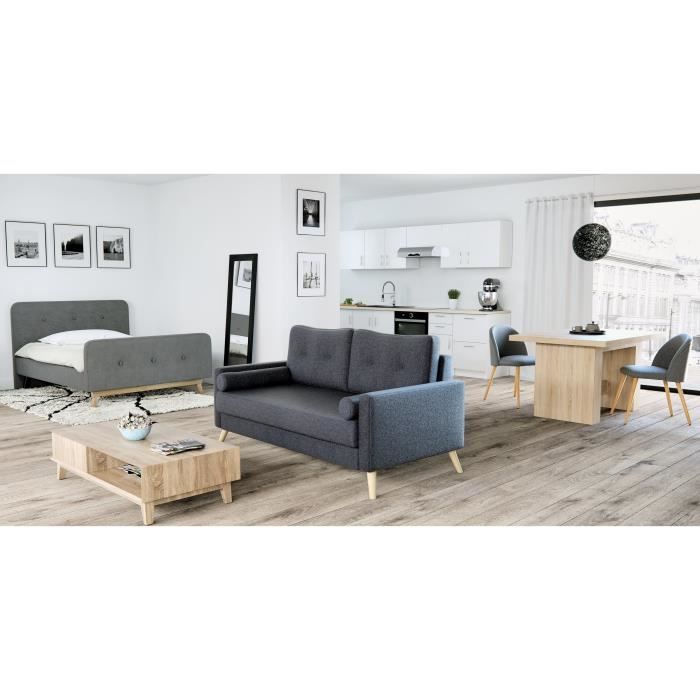 Table a manger extensible de 6 a 12 personnes style contemporain décor chene Sonoma - DINING - L 140-273 x l 90 cm