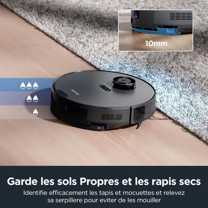 Aspirateur Robot Laveur - EUREKA E10S Noir - 4000 Pa - 180 min - 200 ml